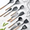 12 Pieces Cooking Tools Set SiliconeWood Handle Kitchen Cooking Utensils Set with Storage Box Turner Tongs Spatula Soup Spoon 1 2