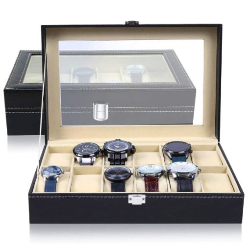 12 Slots Leather Watch Box Organizer - Image 2
