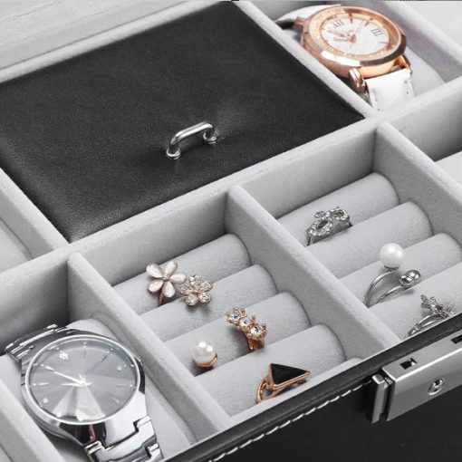 2 In 1 8 Watch Box Grids + 3 Mixed Grids PU Leather Watch Case Organizer Box Luxury Jewelry Ring Display Watch Boxes - Image 2
