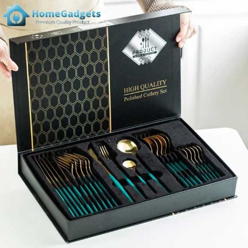 24 Pcs Golden Cutlery Set - Image 2