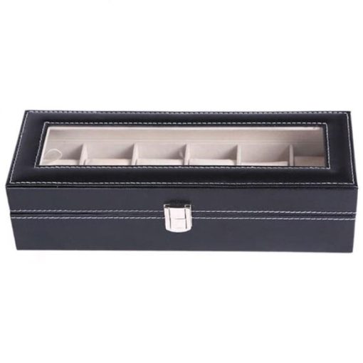 6 Slots Watch Box Faux Leather Wrist Watch Men Storage Box Clock Watch Display Case Convenient Watch Jewelry Organizer - Image 2