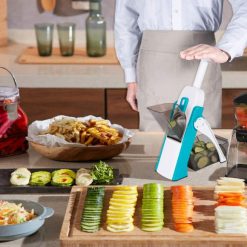 All in One Mandoline Vegetable Slicer Adjustable Thickness Potato Onion Chopper Safe Upright Dicer Fruit