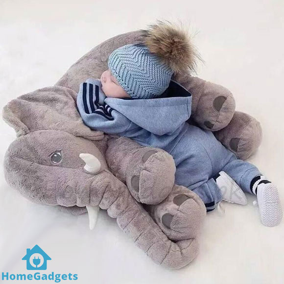 Baby Elephant Plush Pillow – Soft Sleeping Stuff Toy for Kids & Toddlers 1 Baby Elephant Plush Pillow
