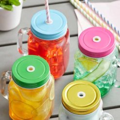 Glass Plan Mason Jar with Lid and Straw