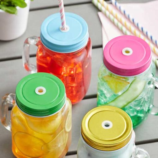 Glass Plan Mason Jar with Lid and Straw