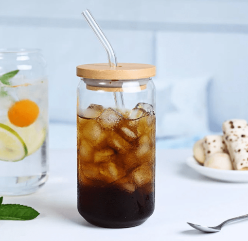 Durable Tea Juice Milk Glass Cup With Straw - Image 2