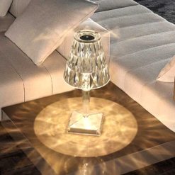 Vimite Touch Led Table Light Lamp USB Rechargeable 3-Colors Dimming Crystal Diamond Desk Lamp Lampshade Night Light for Bedroom Room Bedside Home Decoration