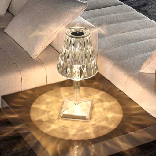 Vimite Touch Led Table Light Lamp USB Rechargeable 3-Colors Dimming Crystal Diamond Desk Lamp Lampshade Night Light for Bedroom Room Bedside Home Decoration