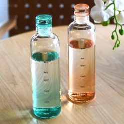 Glass Water Bottle With Time Scale Print