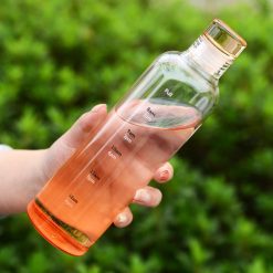 Glass Water Bottle With Time Scale Print