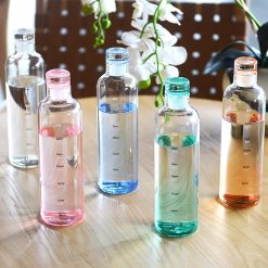Glass Water Bottle With Time Scale Print