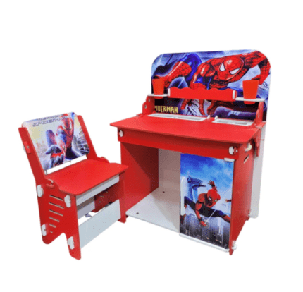 Wooden Spiderman Study Table Chair Set