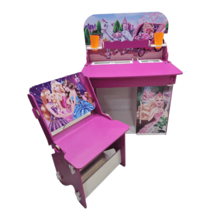 Kids Barbie Wooden Study Table Chair Set