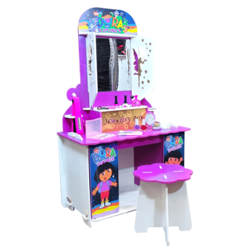 Wooden Foldable Dressing Table with Stool - Image 4