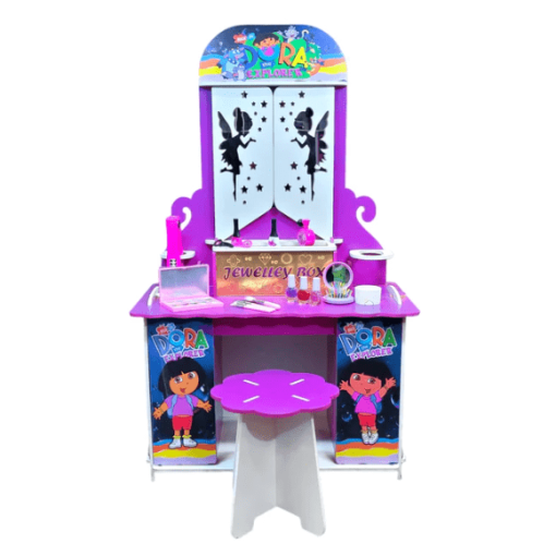 Wooden Frozen Foldable Dressing Table with Stool