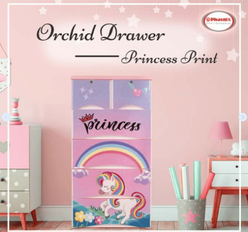 Phoenix Orchid Unicorn Plastic drawers 4+2