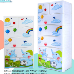 Phoenix Orchid Elephant Plastic drawers 5+2