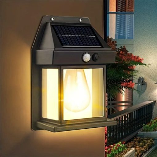New Solar Tungsten Filament Lamp Outdoor Waterproof Intelligent Induction Wall Lamp Garden