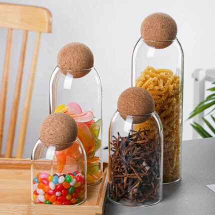 BALL CORK GLASS JAR 4 PCS