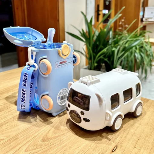 Bus Toy Straw Cup Indoor Outdoor Water Bottle