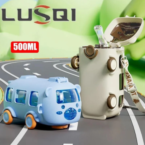 Bus Toy Straw Cup Indoor Outdoor Water Bottle