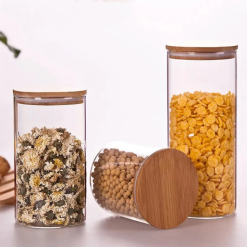 Air Tight Storage Jar Glass Storage Tank Bamboo Lid