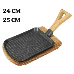 SIZZLING TRAY WITH BAMBOO HANDLE