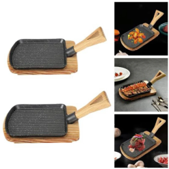 SIZZLING TRAY WITH BAMBOO HANDLE