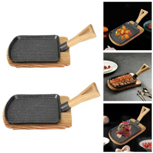 SIZZLING TRAY WITH BAMBOO HANDLE