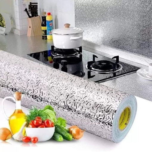 Silver Aluminium Kitchen Self Adhesive Sheet 60x200cm