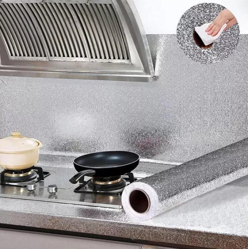 Silver Aluminium Kitchen Self Adhesive Sheet 60x200cm