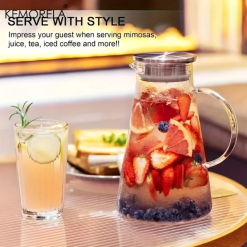 Water Jug Juice Pitcher Glass Jug with Stainless Steel Lid