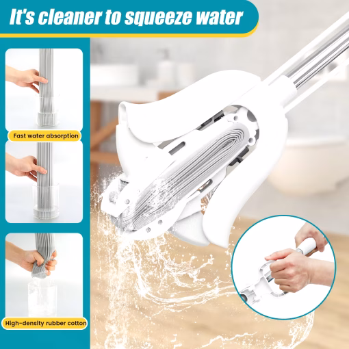 PVA Sponge Mop with Adjustable Handle and Self-Wringing