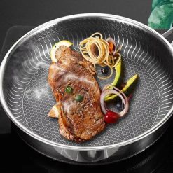 Honeycomb Laser Coated Stainless Steel Frying Pan