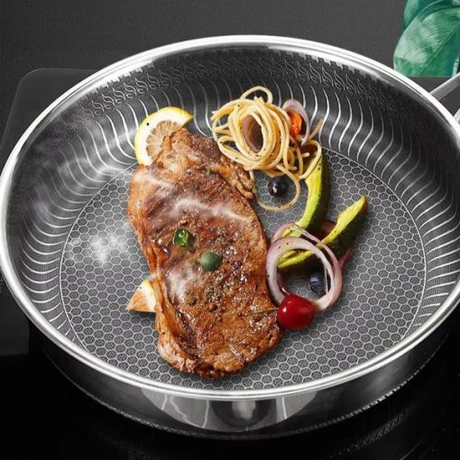 Honeycomb Laser Coated Stainless Steel Frying Pan