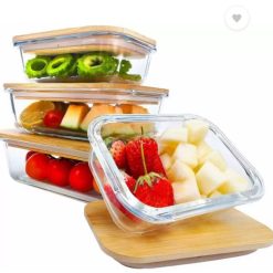 Glass Salad Bowl with wooden lid