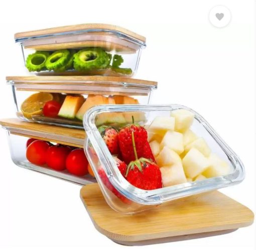 Glass Salad Bowl with wooden lid