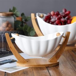 Stylish Wooden Base Hanging Fruit Bowl