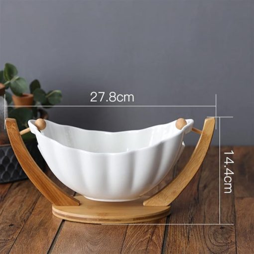 Stylish Wooden Base Hanging Fruit Bowl