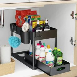 2 Tier Sliding Cabinet Rack
