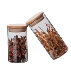 Glass Jar Set with Wooden Lid -  3pcs