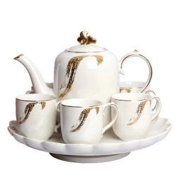 Tea Set With Kettle Tray - 6 Cups