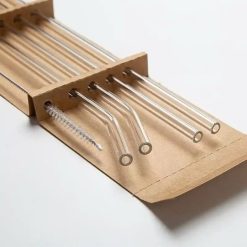 Reusable glass Straw Set with Cleaning Brush