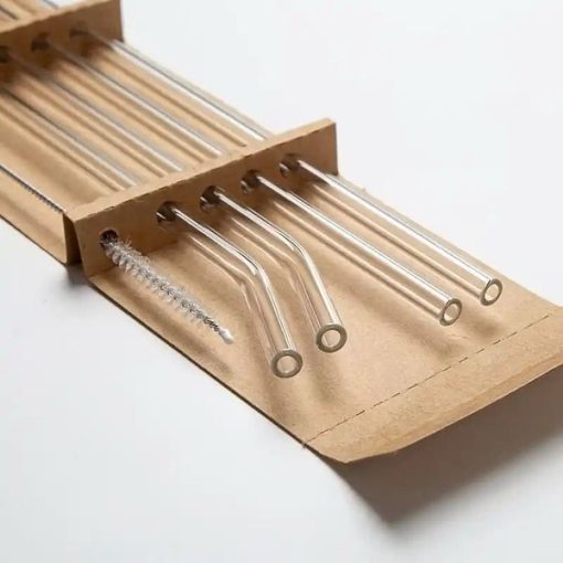 Reusable glass Straw Set with Cleaning Brush