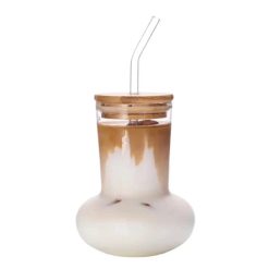Ice Tea Lamp Style Glass With Straw