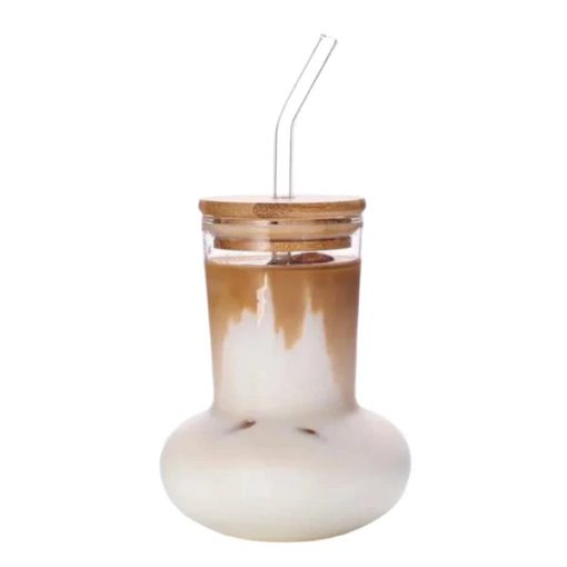 Ice Tea Lamp Style Glass With Straw