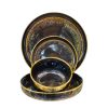 24 Pieces Porcelain Dinner Set - Black Golden
