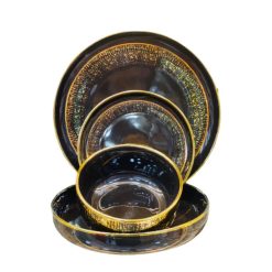 24 Pieces Porcelain Dinner Set - Black Golden