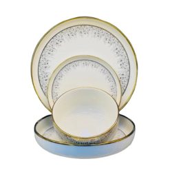 24 Pieces Porcelain Dinner Set - White & Golden