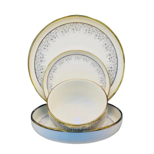 24 Pieces Porcelain Dinner Set - White & Golden